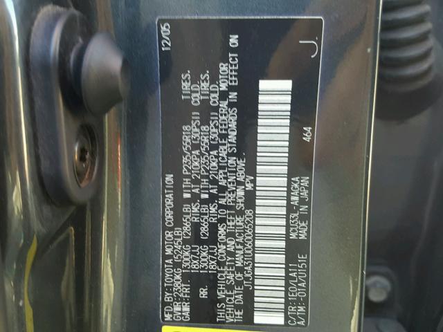 JTJGA31U060065208 - 2006 LEXUS RX 330 BLACK photo 10