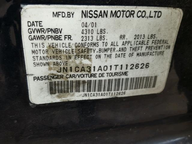 JN1CA31A01T112626 - 2001 NISSAN MAXIMA GXE BLUE photo 10