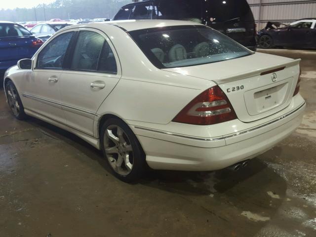 WDBRF52H77F892114 - 2007 MERCEDES-BENZ C 230 WHITE photo 3