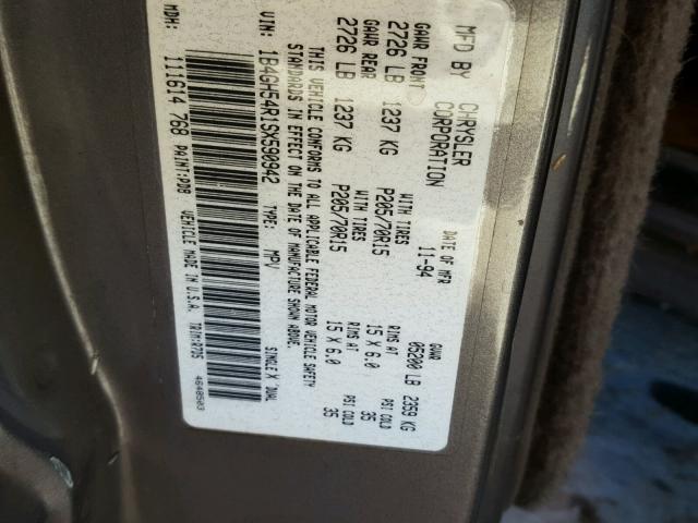 1B4GH54R1SX590942 - 1995 DODGE GRAND CARA GRAY photo 10