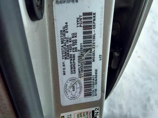 2T1BR32E34C822831 - 2004 TOYOTA COROLLA CE SILVER photo 10