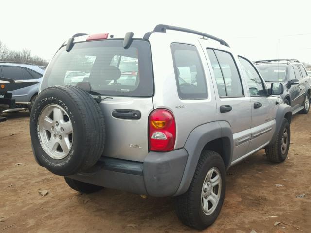 1J4GL48K82W111375 - 2002 JEEP LIBERTY SP SILVER photo 4