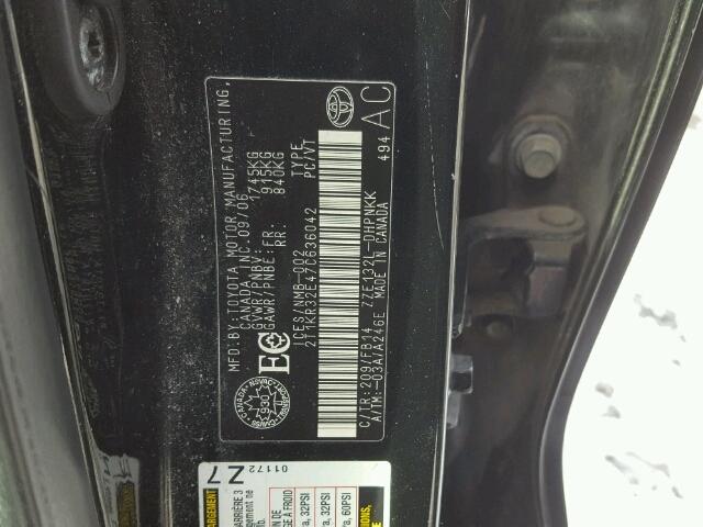 2T1KR32E47C636042 - 2007 TOYOTA COROLLA MA BLACK photo 10