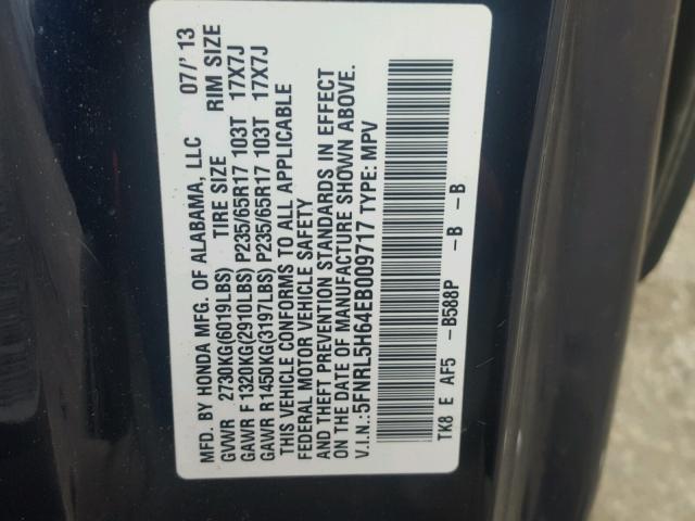 5FNRL5H64EB009717 - 2014 HONDA ODYSSEY EX BLUE photo 10