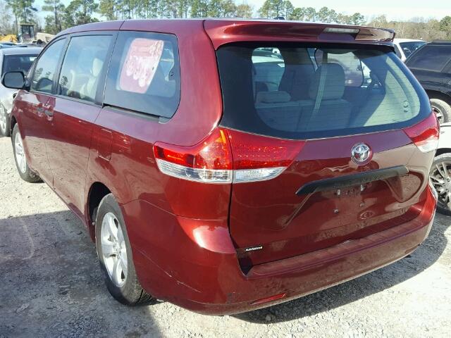 5TDZK3DC9DS386010 - 2013 TOYOTA SIENNA BAS RED photo 3