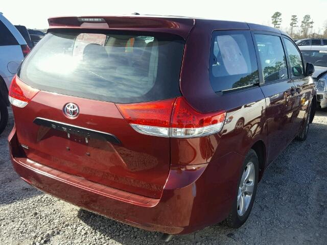 5TDZK3DC9DS386010 - 2013 TOYOTA SIENNA BAS RED photo 4