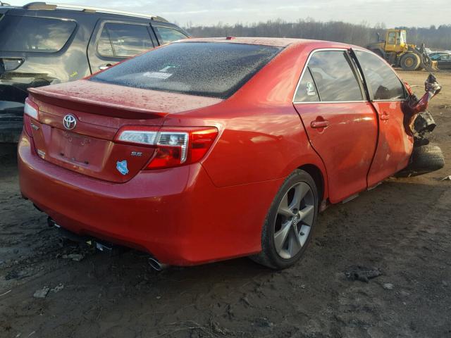 4T1BK1FK2CU515642 - 2012 TOYOTA CAMRY SE RED photo 4