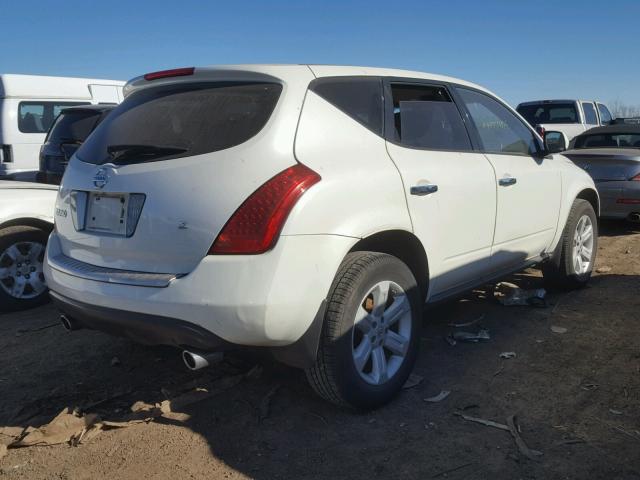 JN8AZ08T47W511568 - 2007 NISSAN MURANO SL WHITE photo 4