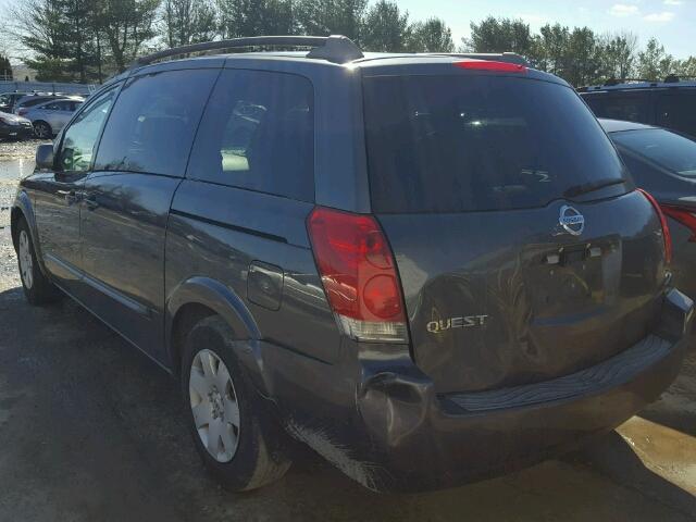 5N1BV28U45N110942 - 2005 NISSAN QUEST S GRAY photo 3