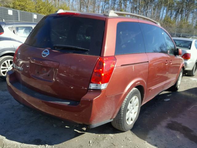 5N1BV28U85N113522 - 2005 NISSAN QUEST S RED photo 4