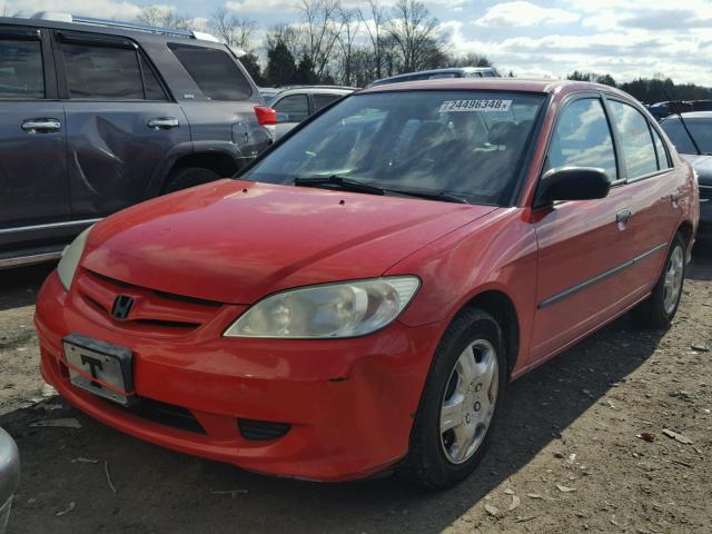 1HGES16325L005411 - 2005 HONDA CIVIC DX V RED photo 2