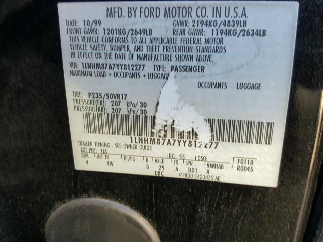 1LNHM87A7YY812277 - 2000 LINCOLN LS 黑色 照片 10