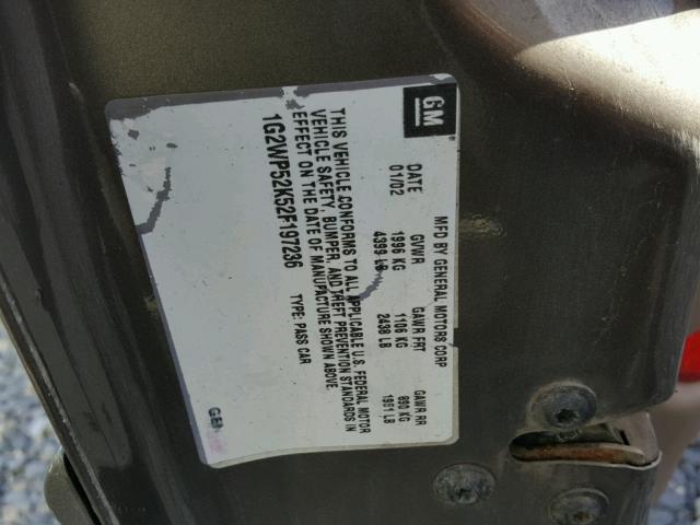 1G2WP52K52F197236 - 2002 PONTIAC GRAND PRIX Qəhvəyi foto 10