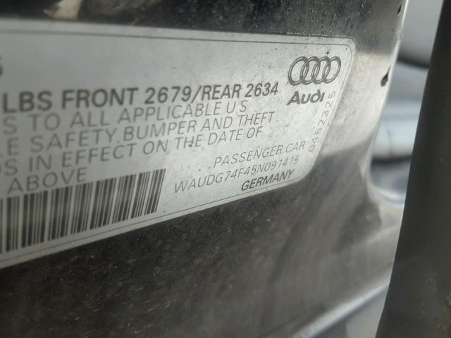 WAUDG74F45N091415 - 2005 AUDI A6 3.2 QUA BLACK photo 10