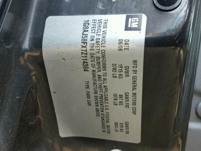 1G8AJ58FX7Z114384 - 2007 SATURN ION LEVEL CHARCOAL photo 10