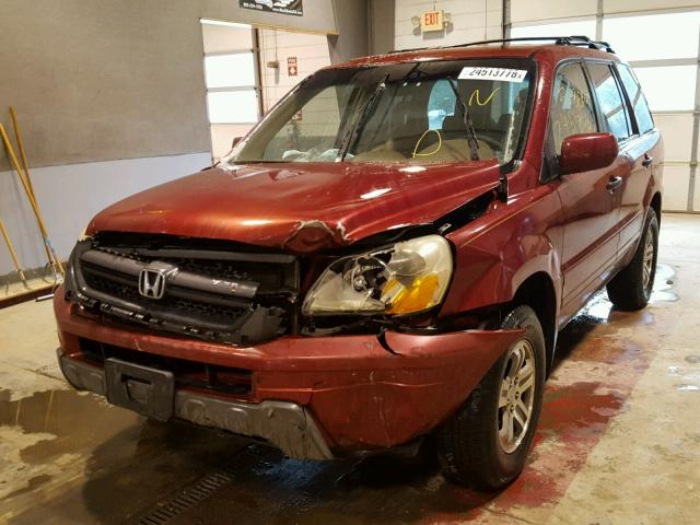 2HKYF18534H570798 - 2004 HONDA PILOT EXL RED photo 2