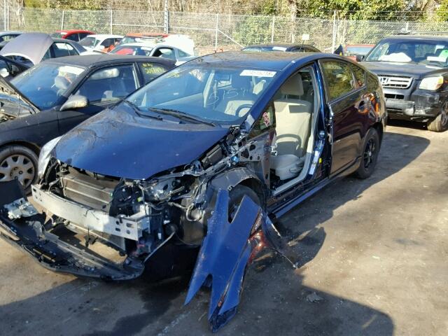 JTDKN3DUXC1545159 - 2012 TOYOTA PRIUS BLUE photo 2