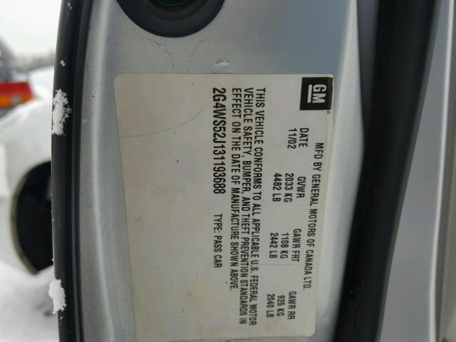 2G4WS52J131193688 - 2003 BUICK CENTURY CU GRAY photo 10