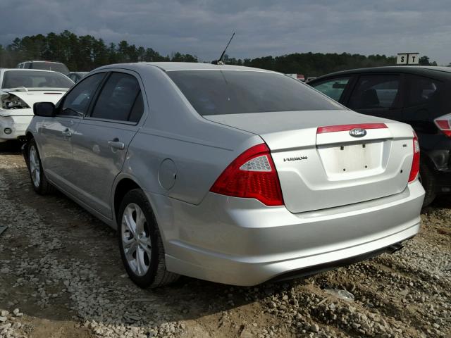 3FAHP0HA4CR184140 - 2012 FORD FUSION SE SILVER photo 3