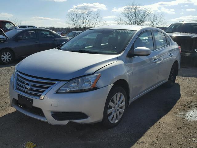 3N1AB7AP4EY213374 - 2014 NISSAN SENTRA S SILVER photo 2