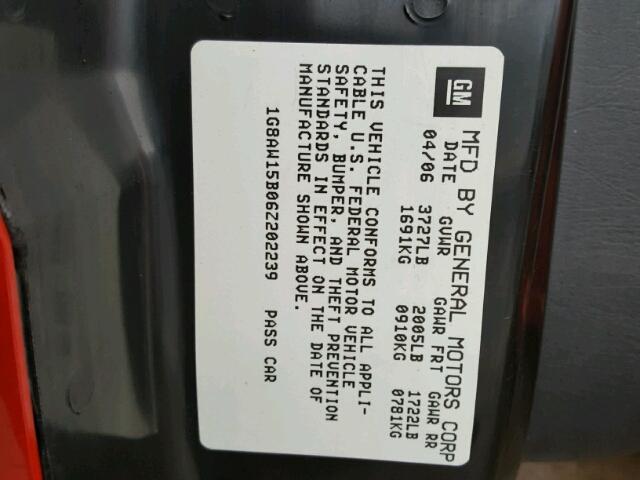 1G8AW15B06Z202239 - 2006 SATURN ION LEVEL 红色 照片 10