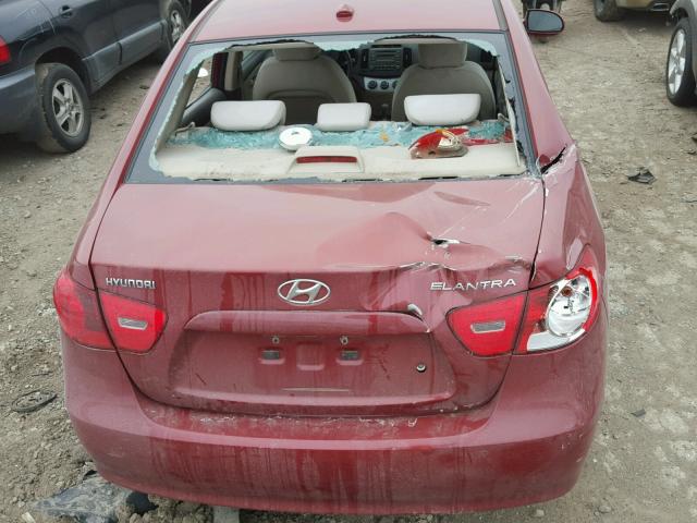 KMHDU46D98U521953 - 2008 HYUNDAI ELANTRA GL BURGUNDY photo 9