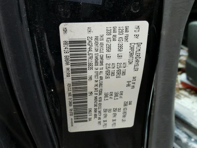 2D4GP44L67R116635 - 2007 DODGE GRAND CARA BLACK photo 10