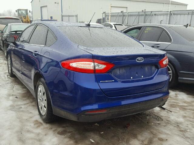 3FA6P0G79DR293823 - 2013 FORD FUSION S BLUE photo 3