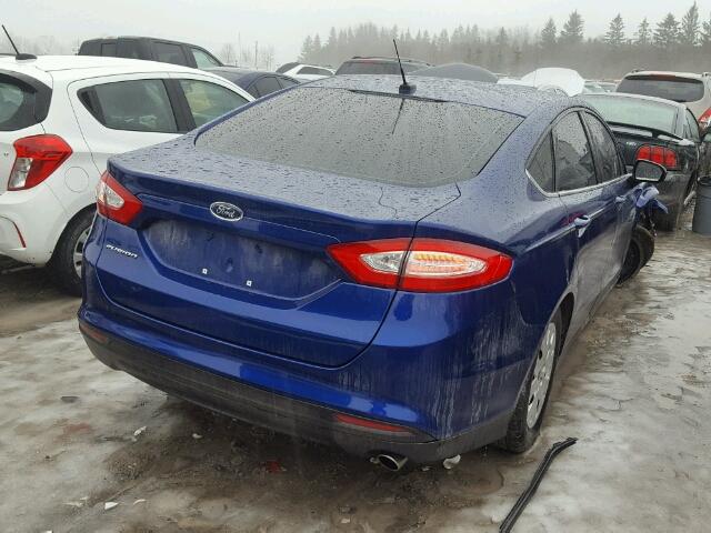 3FA6P0G79DR293823 - 2013 FORD FUSION S BLUE photo 4