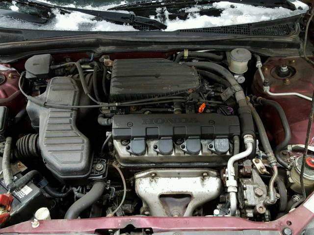 1HGES165X2L031347 - 2002 HONDA CIVIC LX BURGUNDY photo 7