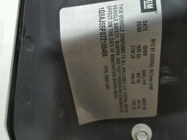 1G8AJ55F07Z108484 - 2007 SATURN ION LEVEL WHITE photo 10