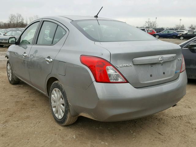 3N1CN7AP3CL863825 - 2012 NISSAN VERSA S GRAY photo 3