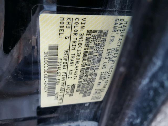 3N1BC13EX8L424574 - 2008 NISSAN VERSA S BLACK photo 10