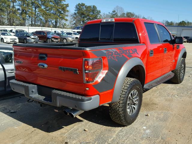 1FTFW1R6XDFB66356 - 2013 FORD F150 SVT R RED photo 4