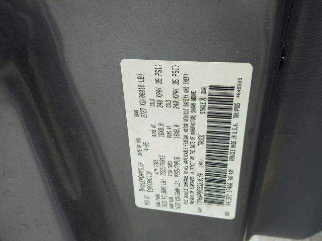 1D7HW48N65S310146 - 2005 DODGE DAKOTA QUA GRAY photo 10