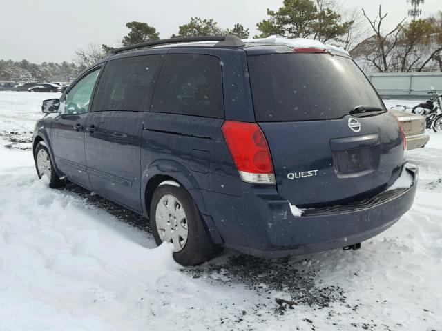 5N1BV28U15N102264 - 2005 NISSAN QUEST S BLUE photo 3