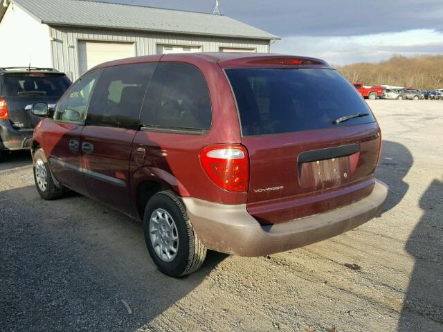 1C4GJ25B01B273480 - 2001 CHRYSLER VOYAGER BURGUNDY photo 3