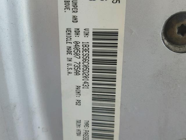 1B3ES56C05D201431 - 2005 DODGE NEON SXT SILVER photo 10