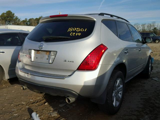 JN8AZ08W96W547183 - 2006 NISSAN MURANO SL SILVER photo 4