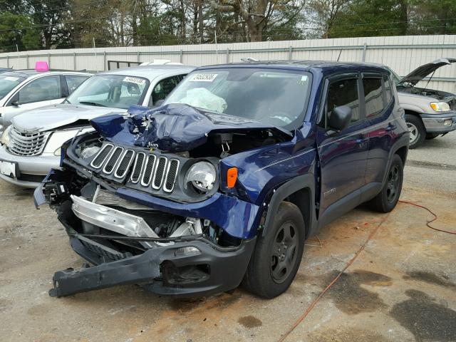 ZACCJAAT6GPD08433 - 2016 JEEP RENEGADE S BLUE photo 2