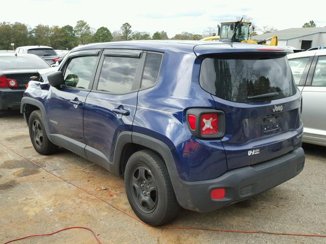 ZACCJAAT6GPD08433 - 2016 JEEP RENEGADE S BLUE photo 3