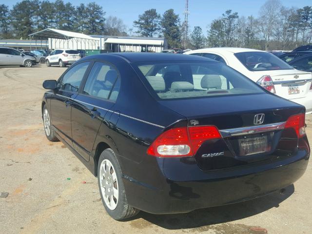 19XFA16549E044667 - 2009 HONDA CIVIC LX BLACK photo 3