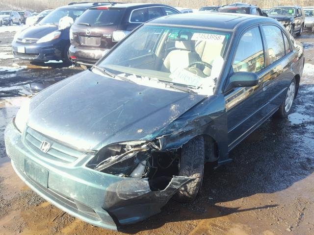 2HGES26782H513660 - 2002 HONDA CIVIC EX მწვანე ფოტო 2