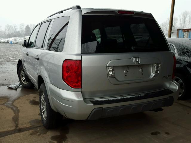 5FNYF18575B031147 - 2005 HONDA PILOT EXL SILVER photo 3