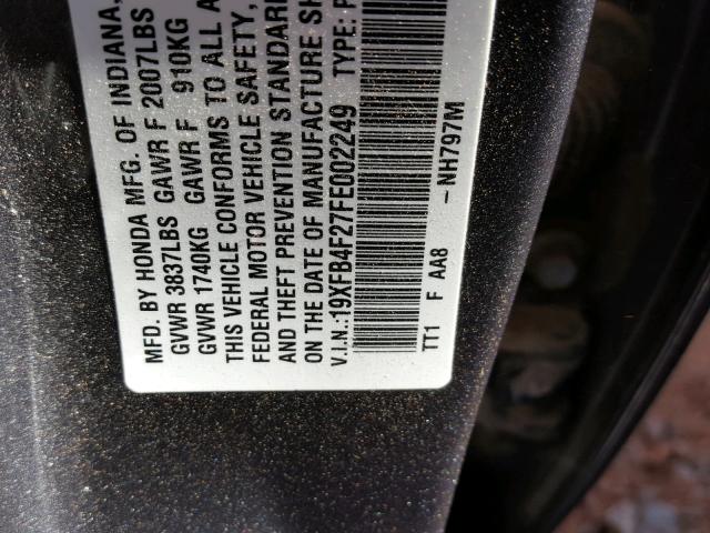 19XFB4F27FE002249 - 2015 HONDA CIVIC HYBR GRAY photo 10