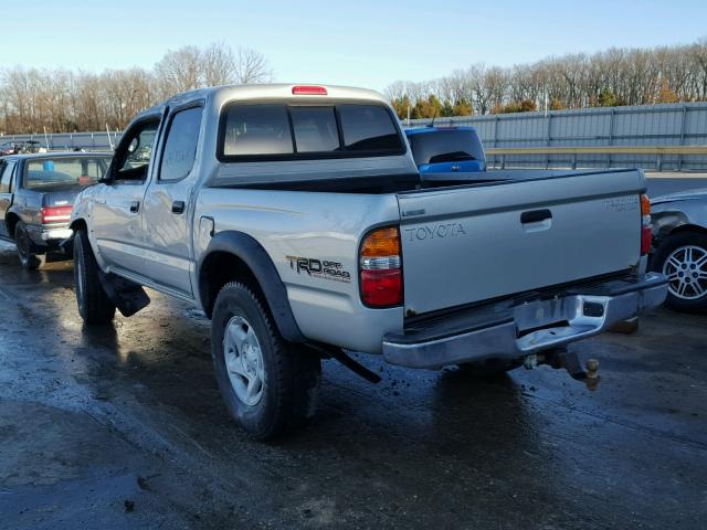 5TEGM92N02Z084419 - 2002 TOYOTA TACOMA DOU SILVER photo 3