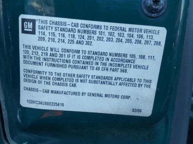 1GDHC34UX6E225610 - 2006 GMC NEW SIERRA GREEN photo 10