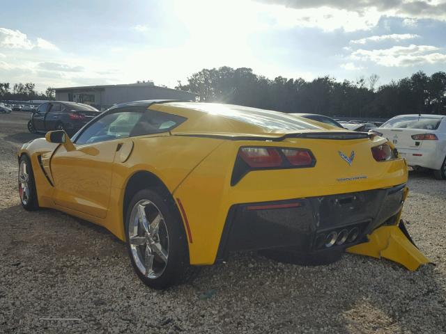 1G1YF2D78E5119549 - 2014 CHEVROLET CORVETTE S YELLOW photo 3