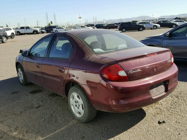 1P3ES46C81D181643 - 2001 PLYMOUTH NEON BASE MAROON photo 3