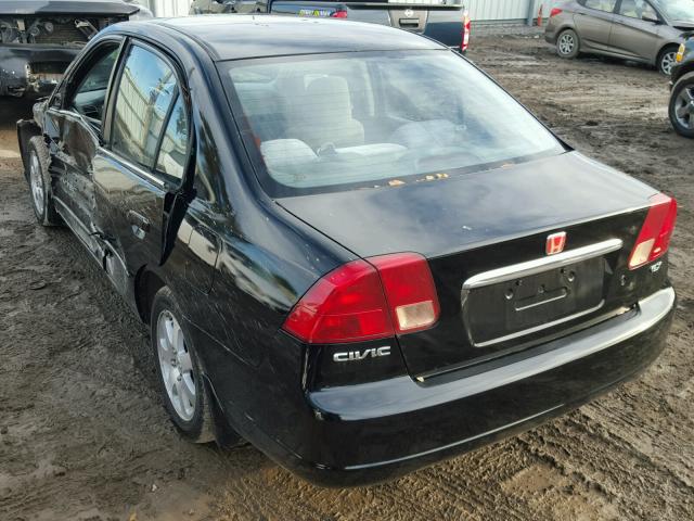 1HGES26771L060164 - 2001 HONDA CIVIC EX შავი ფოტო 3